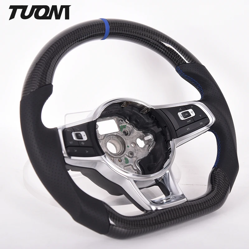 Factory Real Carbon Fiber Perforated Leather Car Steering Wheel for Vw Jetta GLI Golf 6  GTI  R