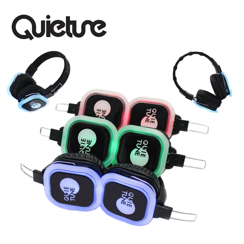 Wireless LED Light Silent Disco Headphones F39 HIFI  for Parties  with 3 or more Channels 500m Control Range