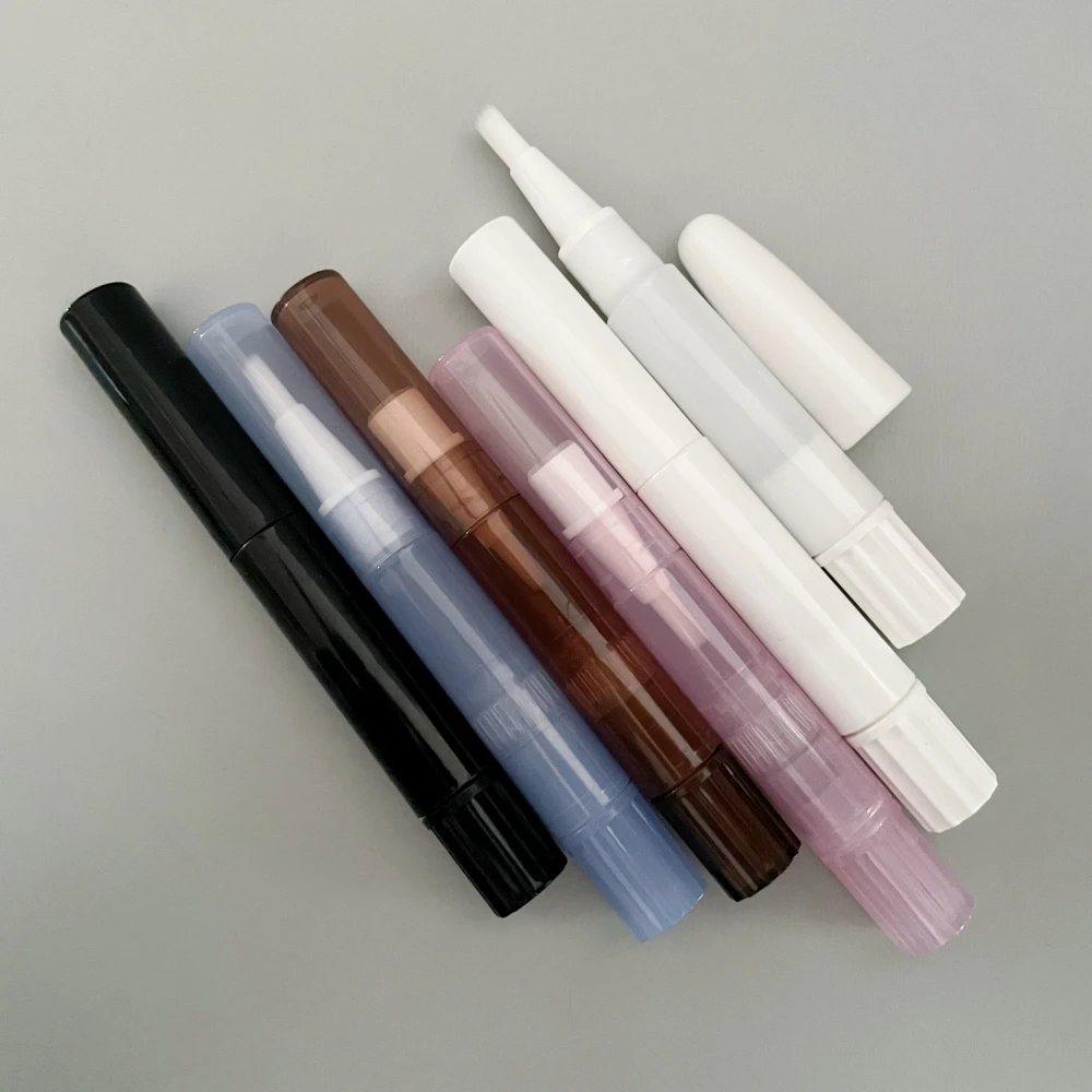 Customized Semi transparent Color Manufactory Private label 1ml mini Liquid Container tube twist Cosmetic pen with brush