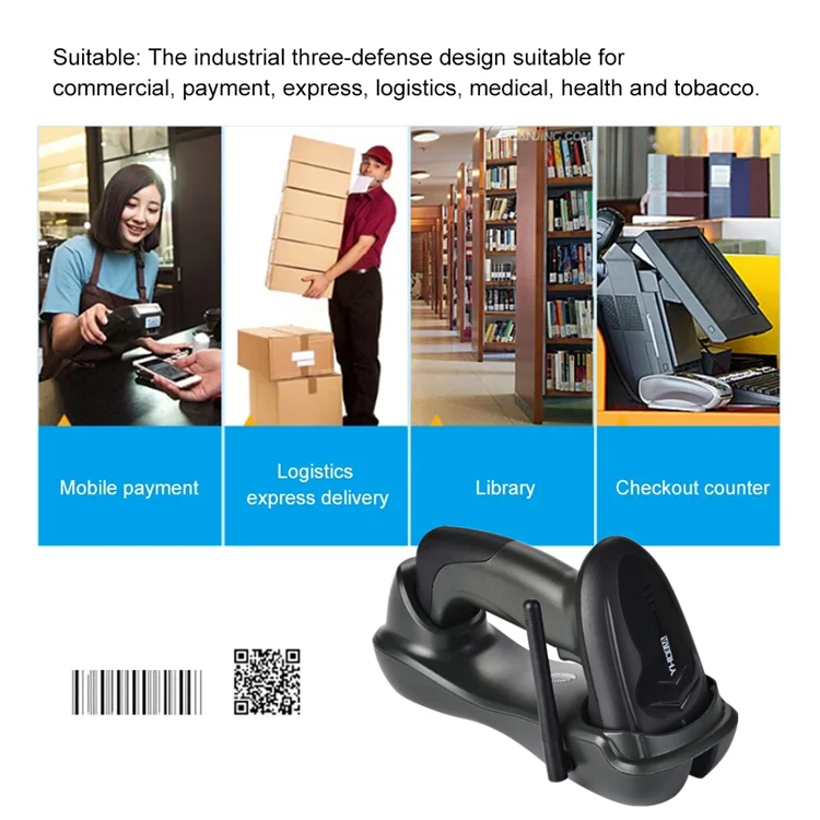 YHDAA High Quality Durable Anti Drop Industrial Barcode Scanner Gun 1D 2D Wireless Barcode Reader With Charging Base
