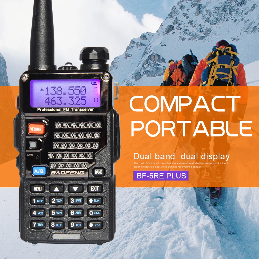 BaoFeng UV-5RE плюс иди и болтай Walkie Talkie “иди 5 Вт портативная рация радиолюбителей UHF VHF