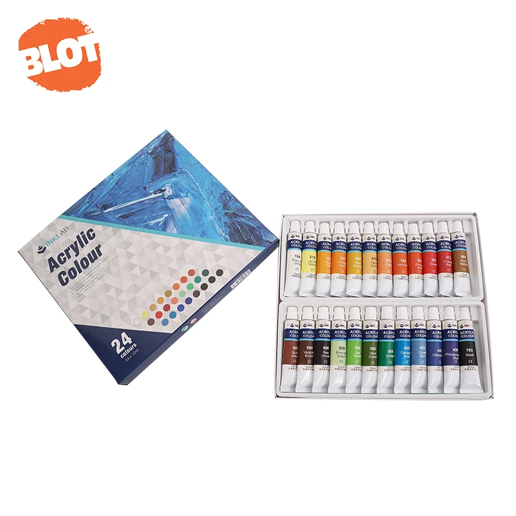 BLOT BRPIA80003 24 Colours Aluminum Tube Acrylic Paint Set For All Mediums