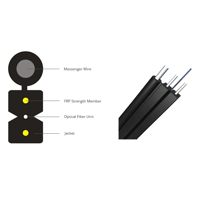 1/2/4 core FTTH fibre drop cable 2km/roll manufacturer price