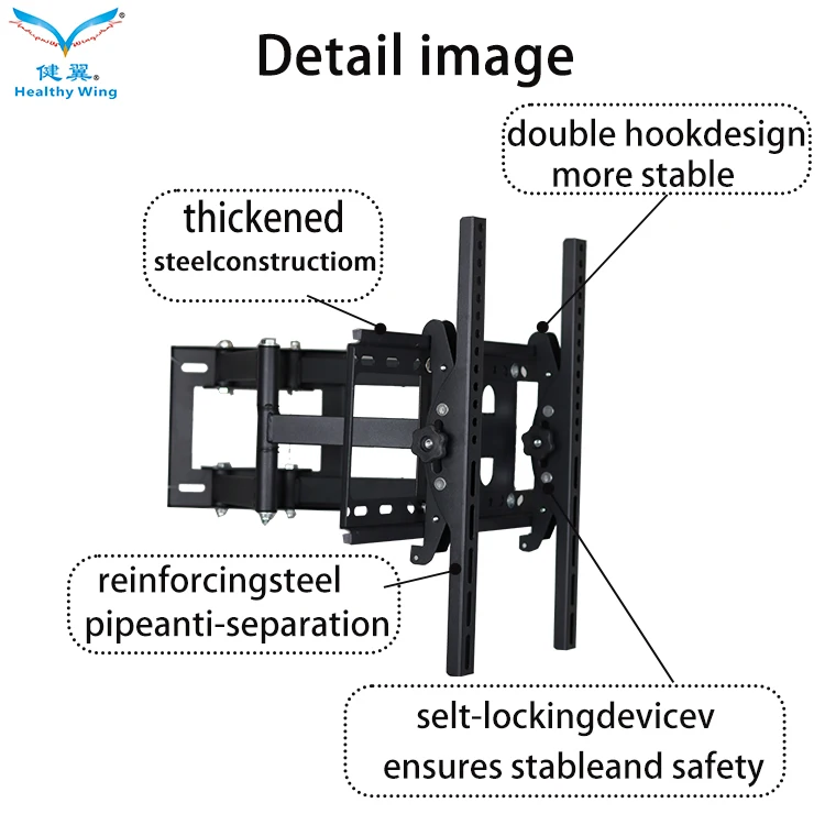 Heavy Duty Double Arm LCD Stand Swivel Bracket Full Motion for Max Steel Plate Weight Material Genius TV Wall Mount