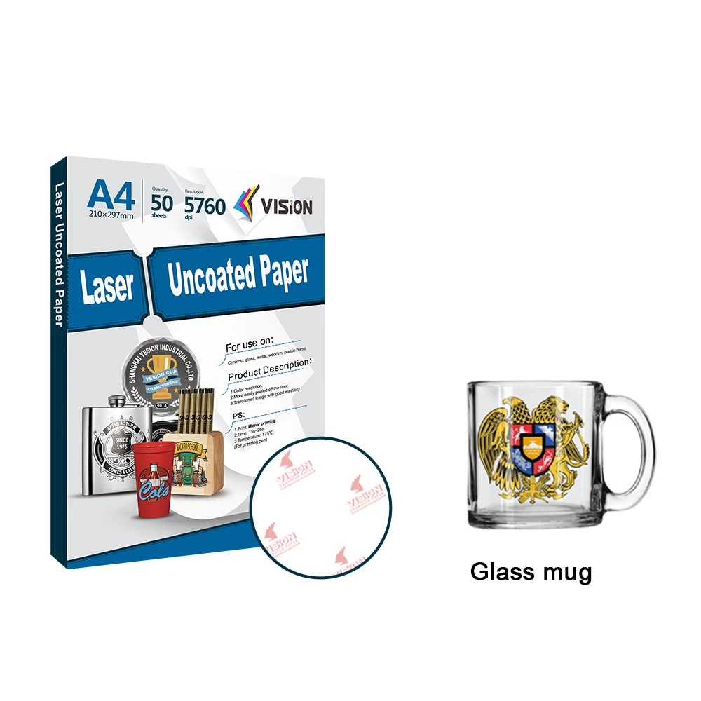 
A4/A3 laser uncoated heat transfer paper for stainless thermos cup acrylic sheet ceramic mugs glasses acrylic pen wallets 
