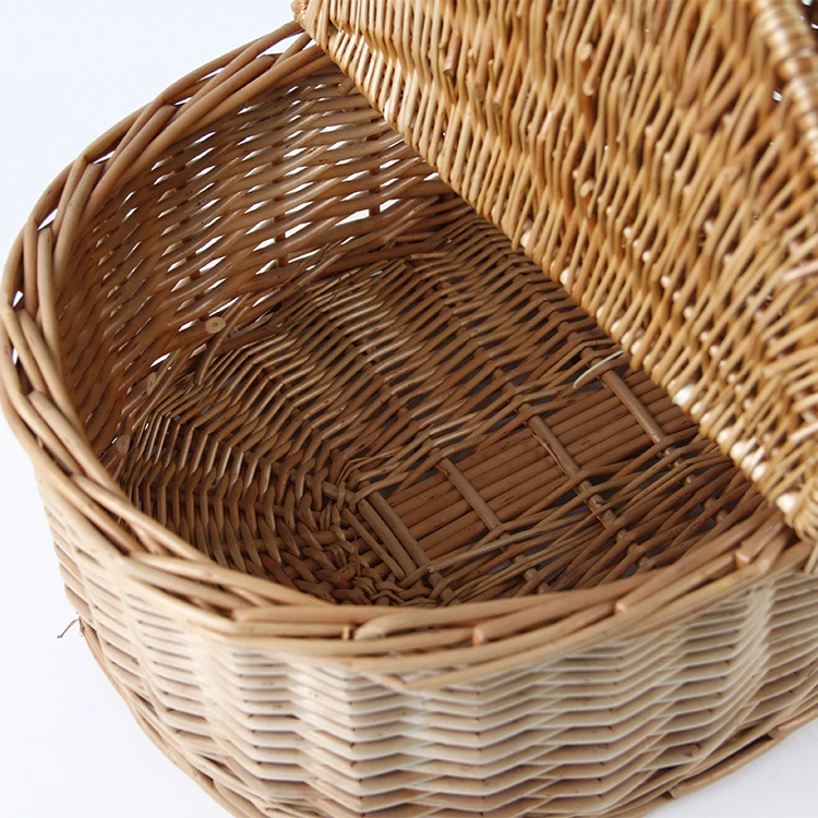 Factory Outlet Cheap Wicker Picnic Basket picnic basket with lid Braided Oval Picnic Basket