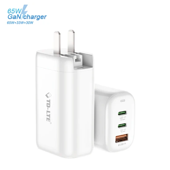 Новый продукт, зарядное устройство GaN с 3 портами, 65 Вт, PD, QC, многопортовое USB-устройство для быстрой зарядки, Тип C, PD, US, UK, EU, AU разъем
