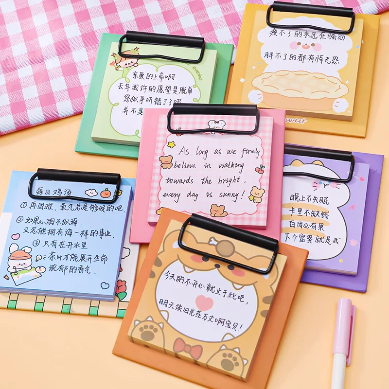 Cartoon Board Clip Sticky Note Student Cute Message Note Paper Learning Stationery Creative Non-sticky Memo