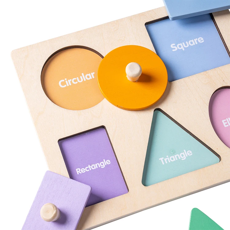 Factory Wholesale Wooden Geometric Puzzle Preschool Shape Match Board Toys Baby Wooden Geometric Shapes Kids Toys