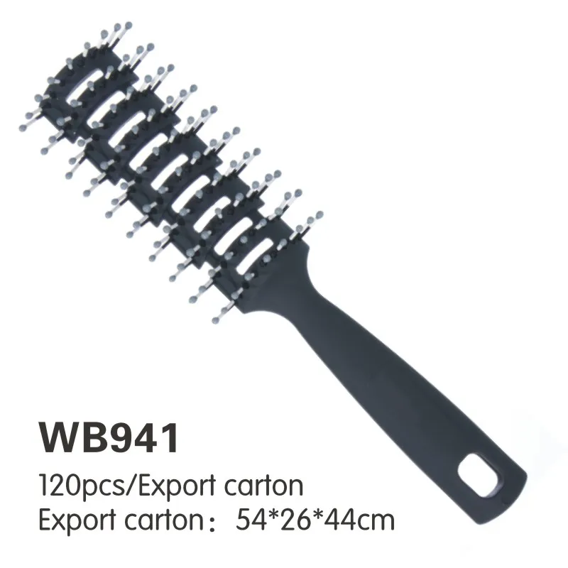 TIANBA Hot Selling Curved Wave Brush Black 100% Boar Bristle Hair Brush On Sale