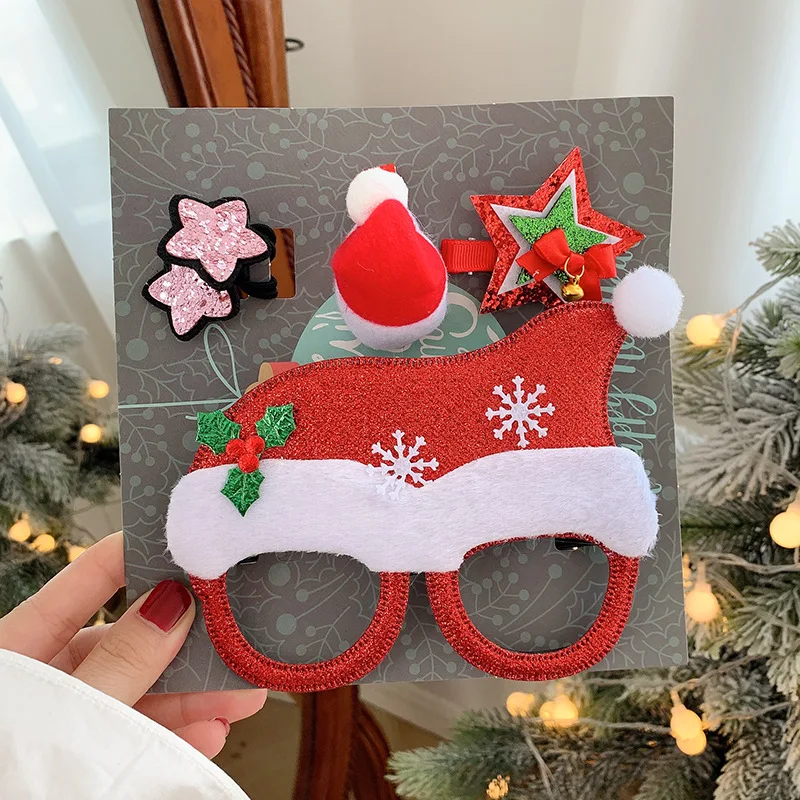 Christmas Small Hairclip Gift Gift Set Headwear Hairpin Glasses Frame Antlers Bracelet Hairpin Head Buckle
