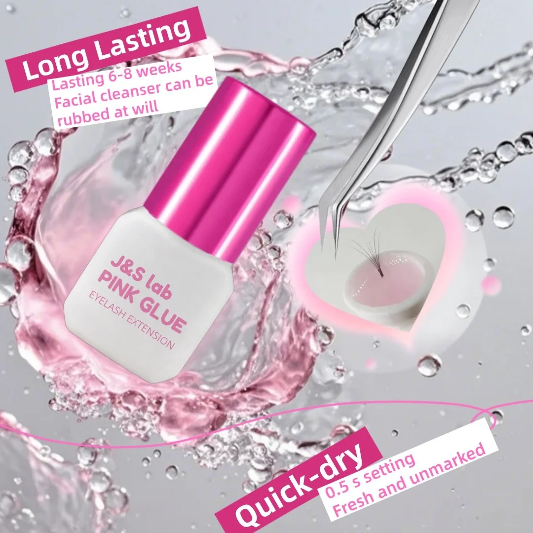OEM/ODM Pink Colored Eyelash Custom Packages Low Smell Adhesive Professional Fast Drying Strong False Eyelashes Extension Glue