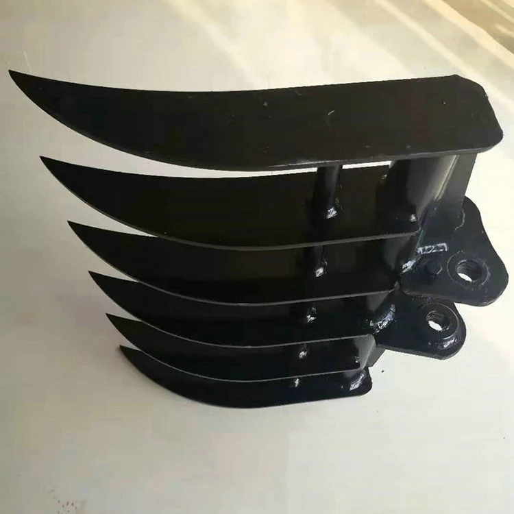 Mini excavator rake attachment root rake