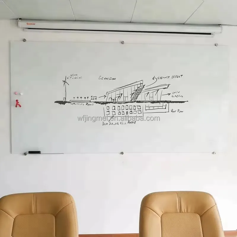 Whiteboard White Board with Pen Tray and Marker for Classroom School Writing Anti-glare Magnetic Glass Standard Whiteboard
