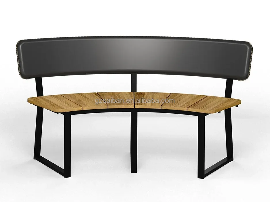 Commercial round shape wooden garden bench metal garden benches plaza street bench with backrest