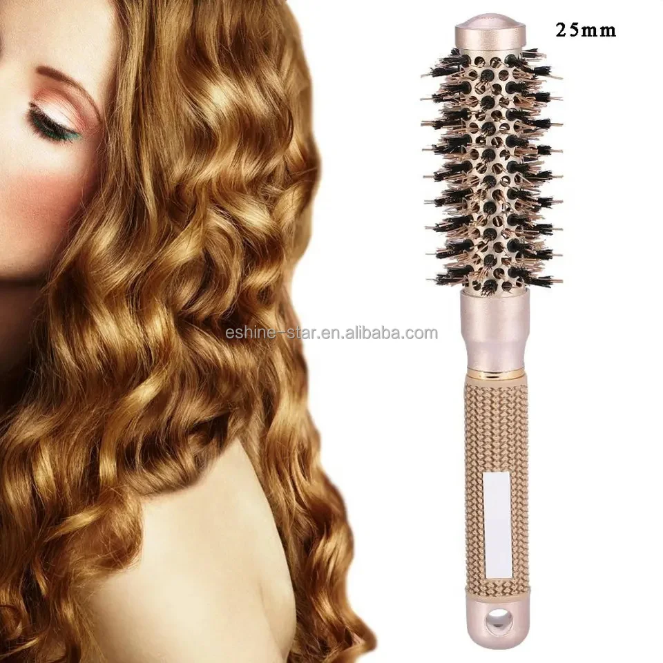 Professional Round Nano Technology Ceramic Styling Boar Bristle Hair Brush for Blow Drying