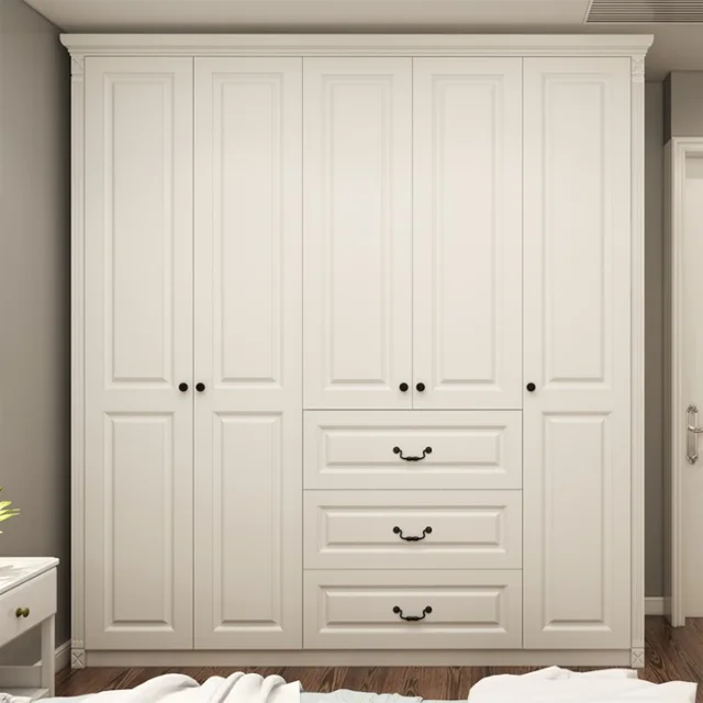 
Practical American style rta white solid wood wardrobe 