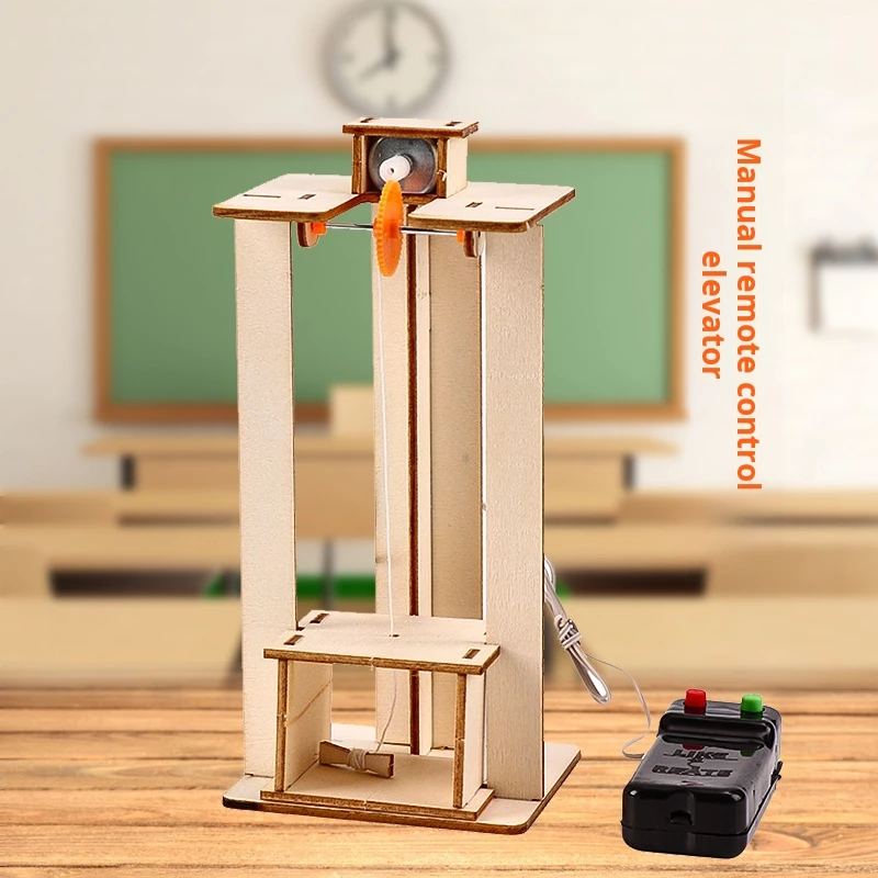 High Quality Science Model DIY Elevator with remote control for Kids