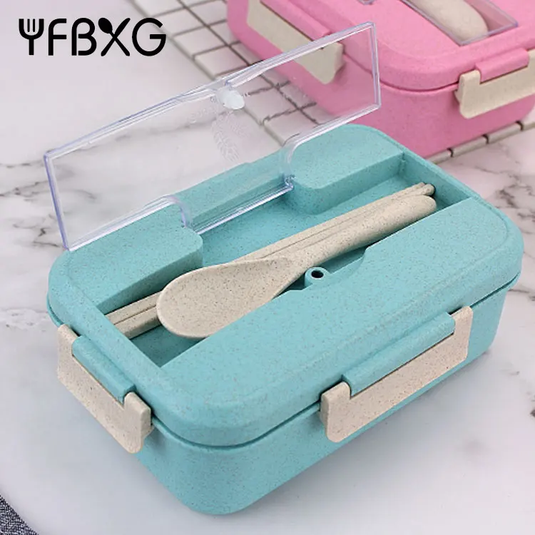 Еды в наличии натуральная биоразлагаемая пшеничная волоконная солома Ланч-бокс bento герметичный для детей