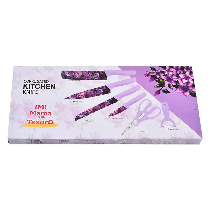 Kitchen Knife Set Color Heat Transfer Pattern Six-Piece Set Household Stainless Steel Vegetable Cutting Knife Fruit Knife