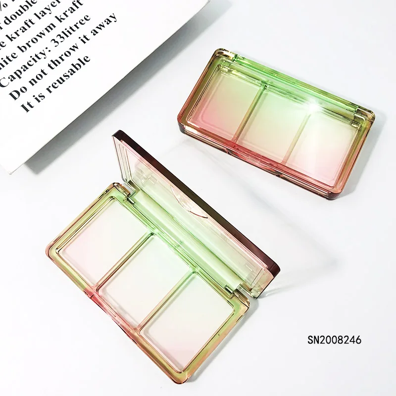 3 colors plastic powder case eyeshadow palettes cosmetic custom blush palette cosmetics makeup products eyeshadow palette