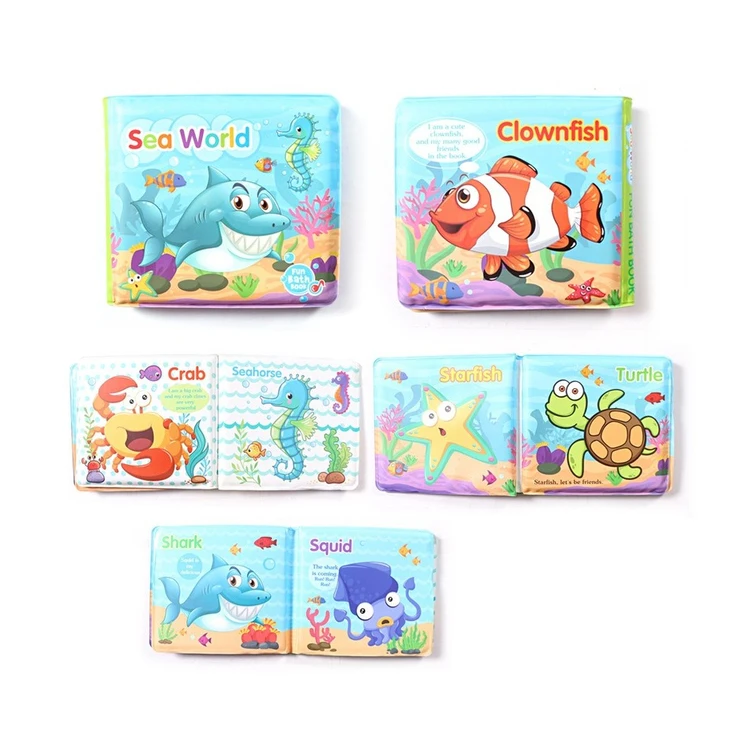 Custom baby PVC waterproof bath book for Baby Education sea animal