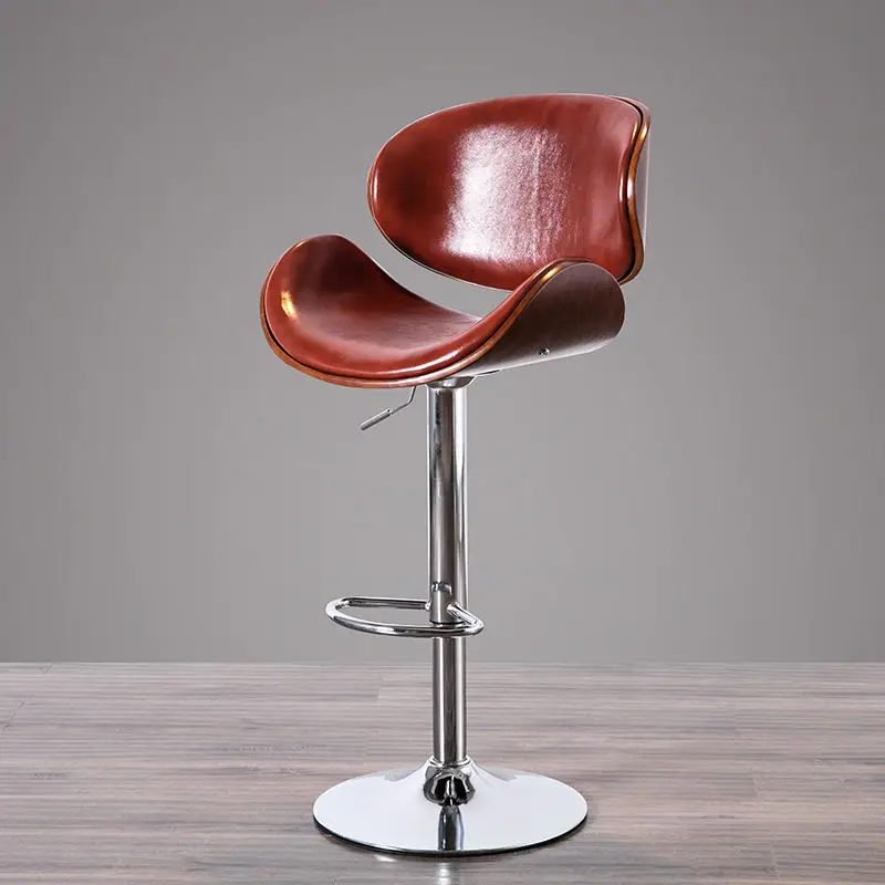 Bar Stools Luxury Furniture Adjustable Swivel Gold High Chair Modern Metal Leather Bar Stools With Back