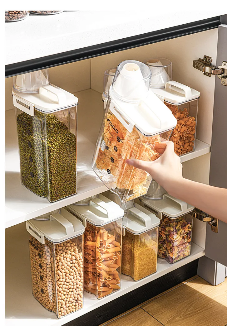 BOCHENG Wholesale Food Grade Cereal Storage Container PET Plastic grain transparent tank rice barrel  Rice Bucket Container