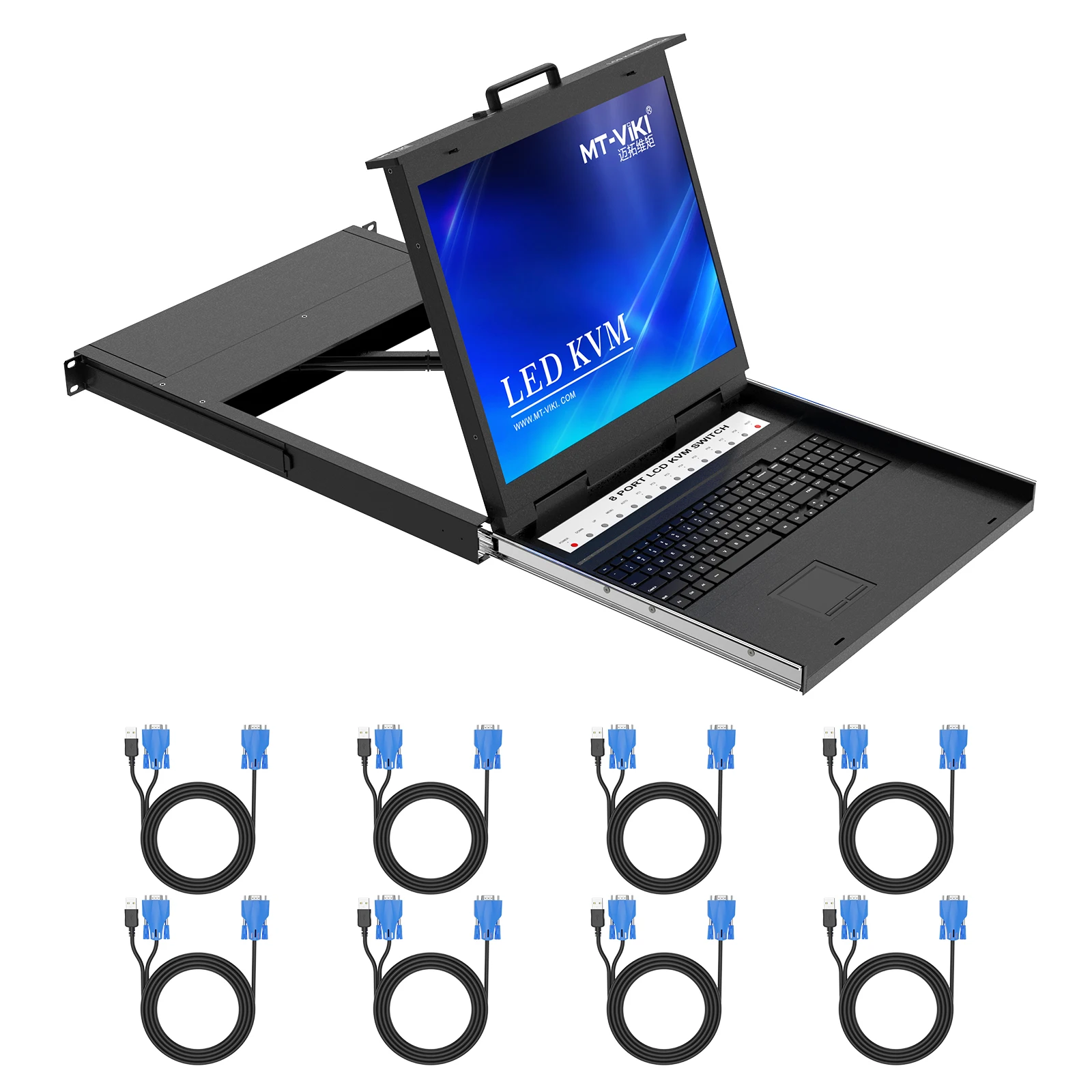 19 inch LCD KVM switch with VGA 8 port, MT-VIKI 19' LCD KVM Console Drawer, 1U Rack LCD KVM Switch