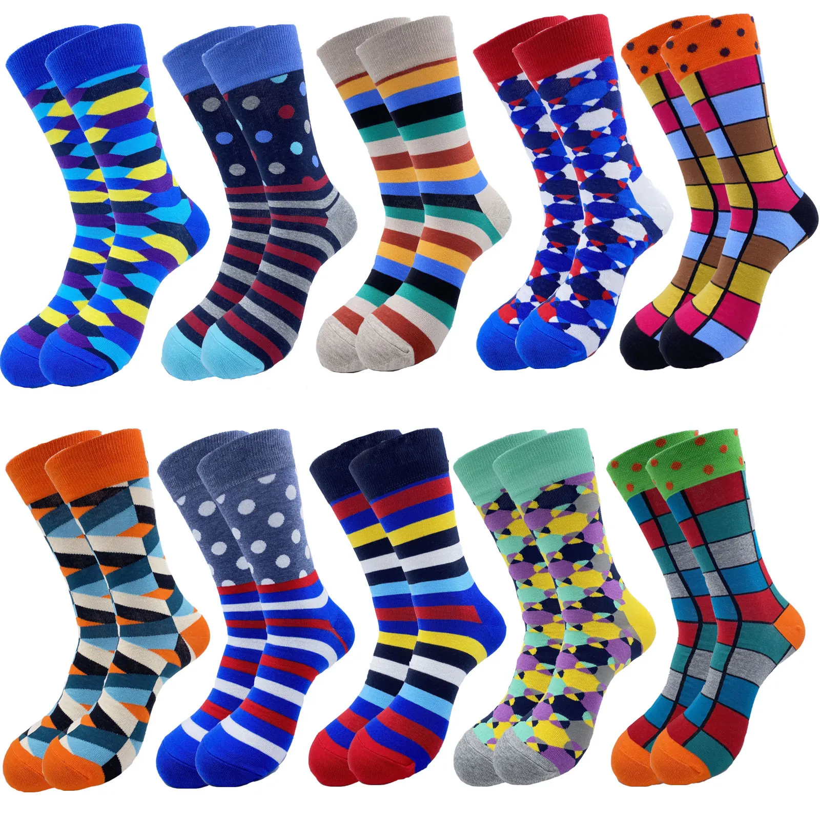 Men Fashion Print Harajuku Cotton Sports Running Crew Socks Cool Funny Hiphop Casual Pastel Pack Long Tube Set