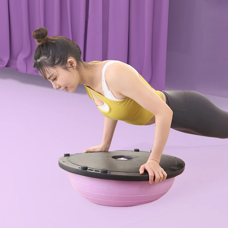 Home Gym Workout Use Strong Load Bearing 23 Inch Pilates Gym Ball Thickened Wavy Anti Slip Surface Balance Trainer Half Ball