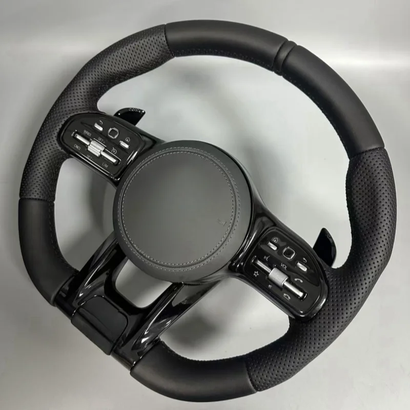 Black Leather Forged Carbon Fiber Steering Wheel For Mercedes Benz W204 W205 W211 W213 W212 W222 EQA E550 G63 C63 AMG GThite