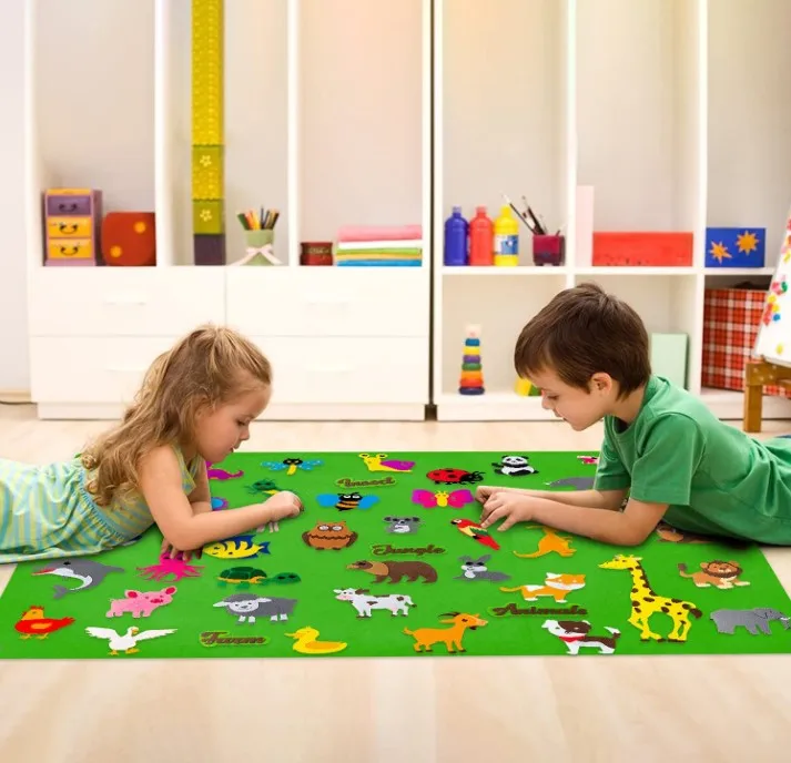 54Pcs/set Animals Felt Story Board Preschool Animal Classification Storytelling Dinosaur Jungle Zoo Early Education for Kids