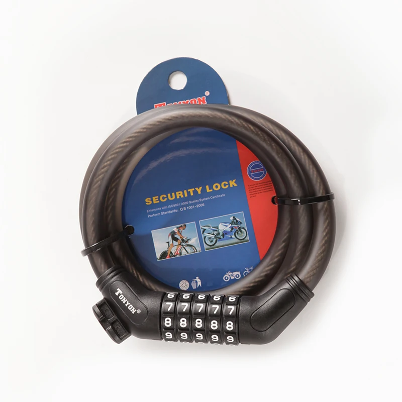 Tonyon 5 Digit Password Number Combo Anti-cut Bicycle Combination Good Cable Bike Lock