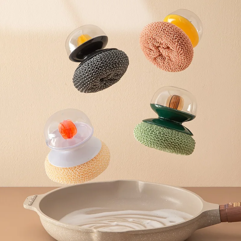Wholesale Kitchen Cleaning Brushes Durable Cleaning Products Bamboo Wet and Dry Dish Scrubber With Handle