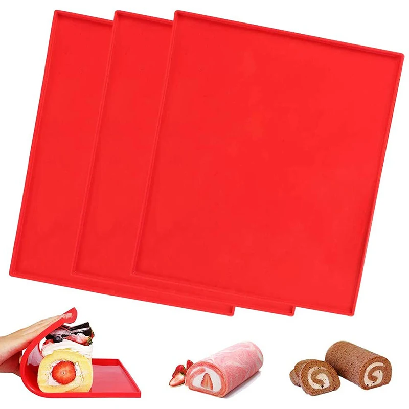 2022 New typle Factory wholesale non-stick reusable silicone jelly roll baking pan  Making Swiss Cake silicone mat with lip