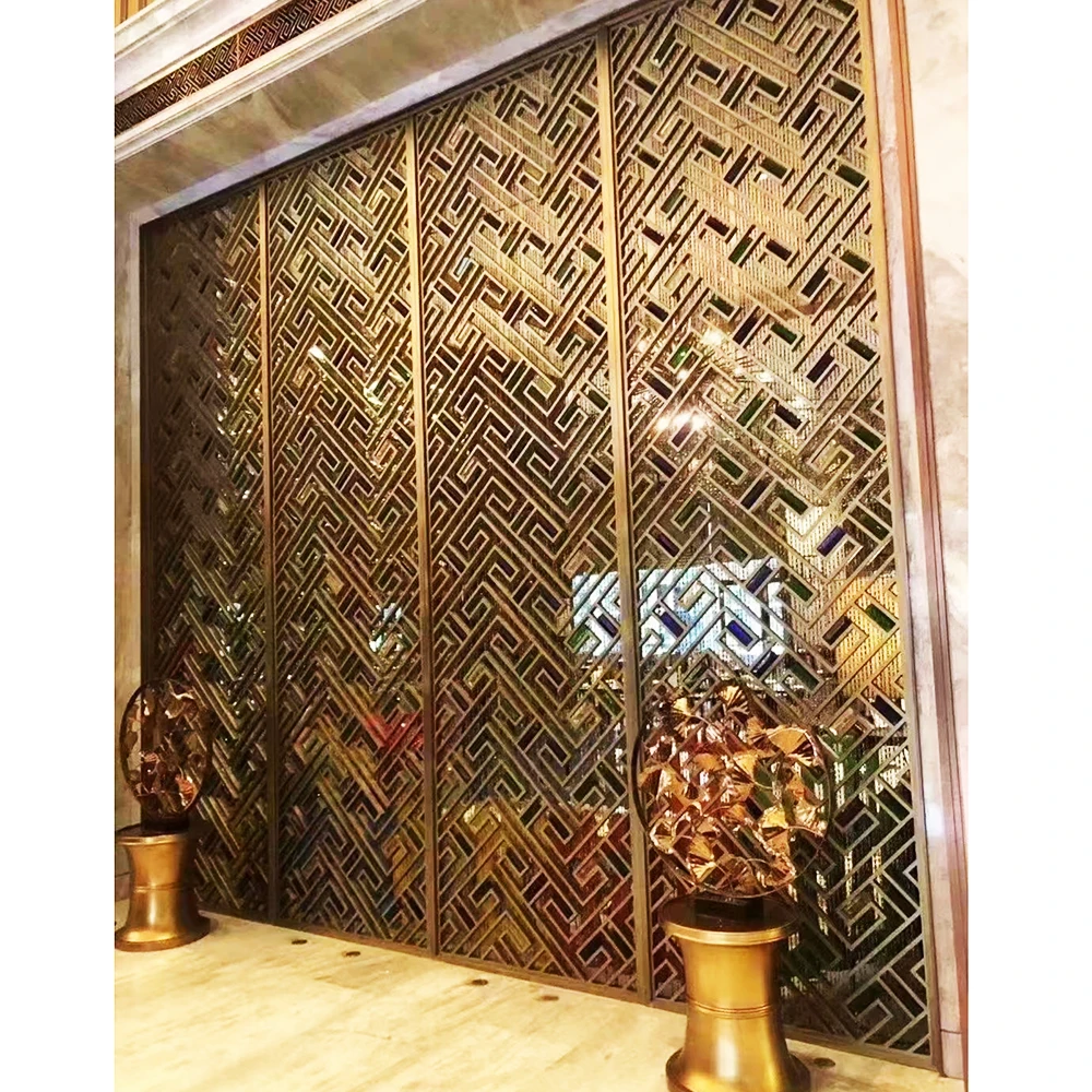 High Quality Champagne Gold Interior Partition Contemporary Room Dividers for 5 Star Hotel