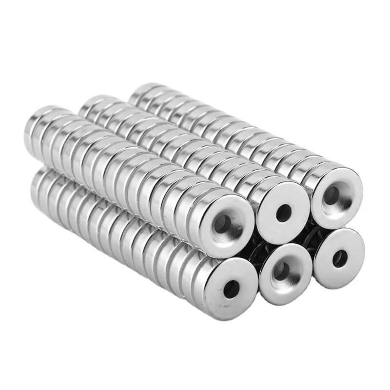 Sell by Pairs Strong Neodymium Disc Rare Earth Magnets with Hole for Kitchen Cabinet Tool Storage Office N52