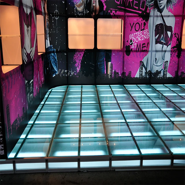 Tianyu transparent temporary outdoor event flooring anti slip glass dance floor trade show booth car show floor