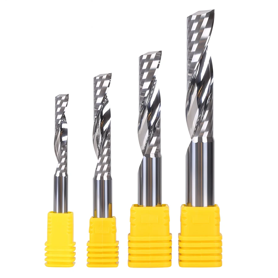 DouRuy CNC solid carbide milling cutter Single Flute Spiral Engraving Router Bit CNC Carving Bit For Hard wood