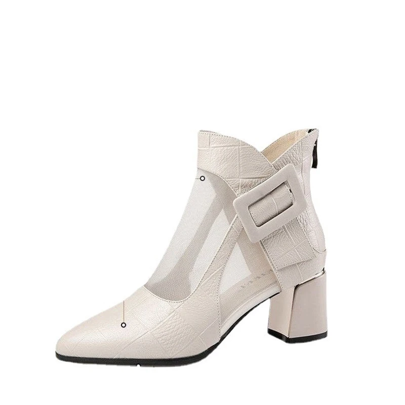 Wholesale High Heel Breathable Upper Lady Boots for Women Fashionable Ankle Shoes Height Increasing Feature Summer Winter Autumn