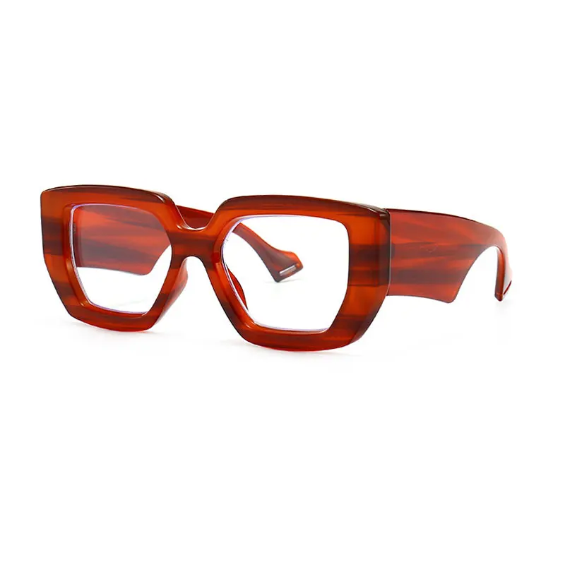 2021  retro Big PC Frame Glasses Fashion wood frame glasses Female Transparent Optical Eyeglasses