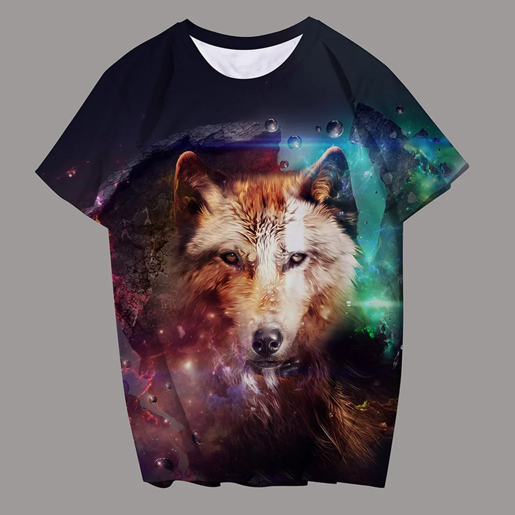 Wholesale ready to ship fashion 3D digital print tshirt fashion carnival personality hip hop clothing