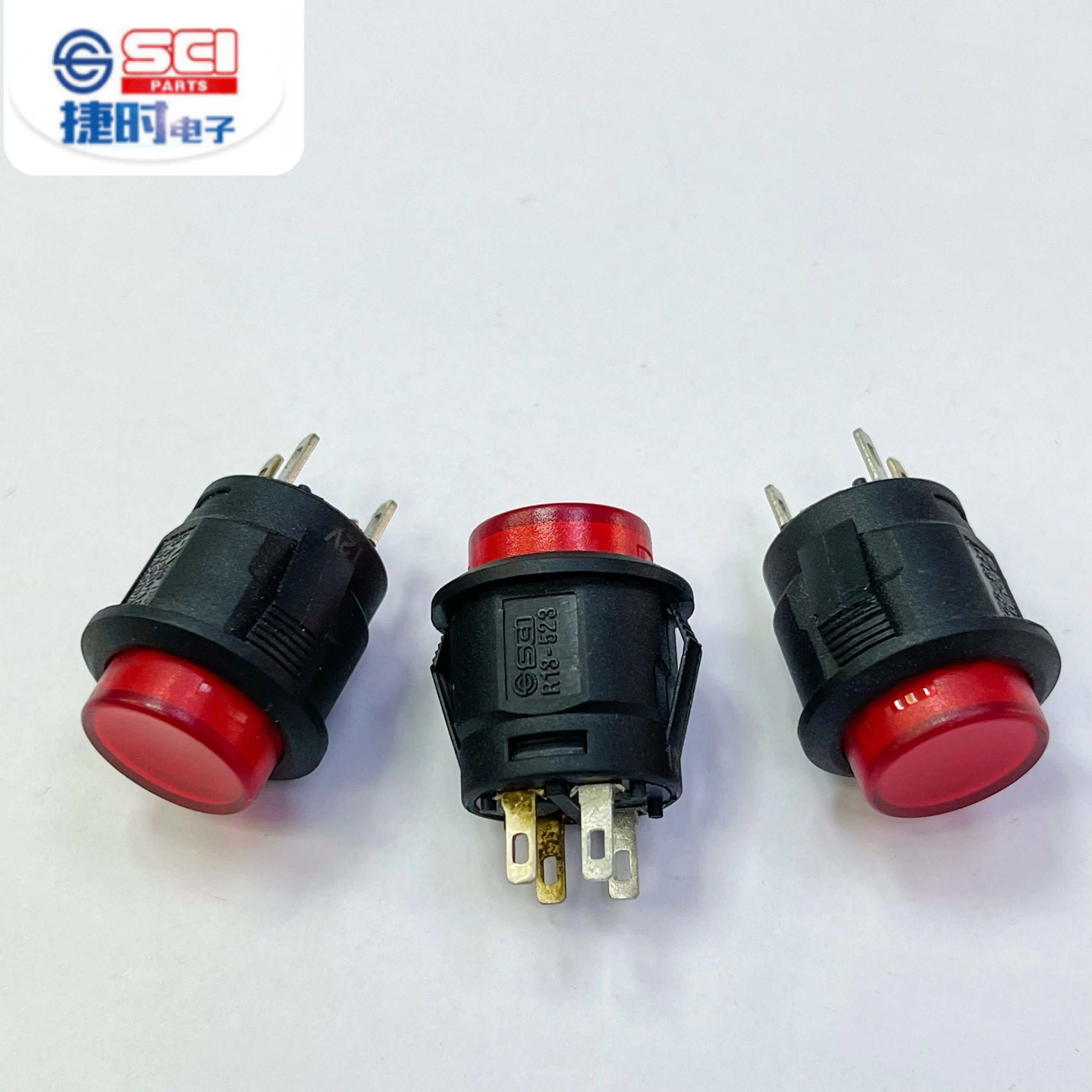 Taiwan SCI Original product R13-523BL push button SPST switch 3A 6A DC LED PUSH SWITCH
