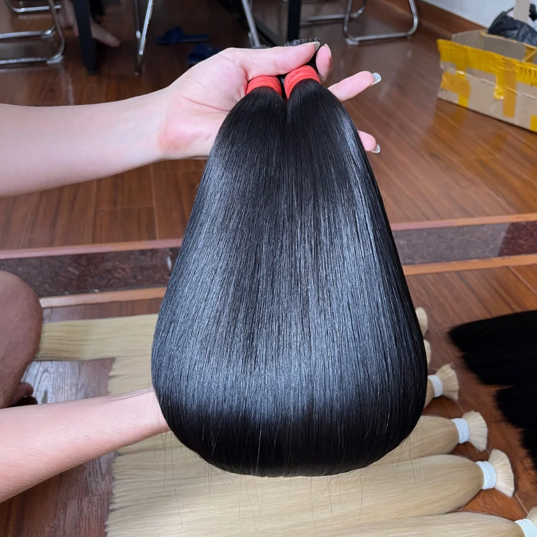 Bulk Hair - Luxurious Bone Straight Hair Extensions, Jet Black Color, Silky Smooth Texture, Perfect for Hairstyles