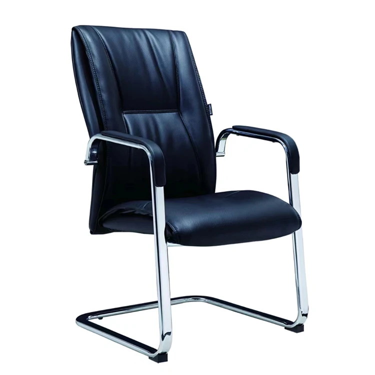 Cheap Modern Iron Base Comfortable Sponge Padded PU Leather Visitor  Chair
