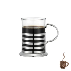 Customized Excellent Quality 200Ml Glass Travel Cups Stainless Steal Coffee Cup
