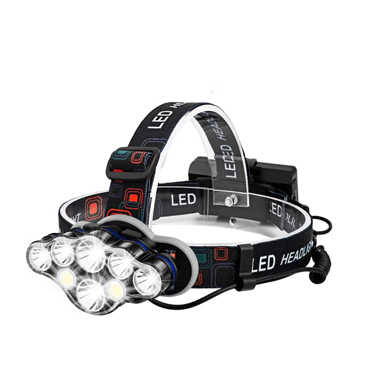 
8 LED flashlight with white red lights 8 modes headlamp USB rechargeable LED camping headlamp 