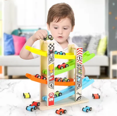 Baby wooden toys educational children car board game children fun car racing speed racing track car game toy set