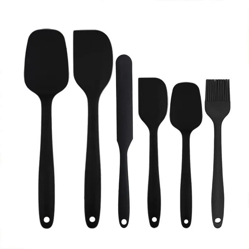 Set of 6pcs Silicone Kitchenware Cream Scraper Spatula and Oil Brush for Baking and Stirring Oil Brush Set